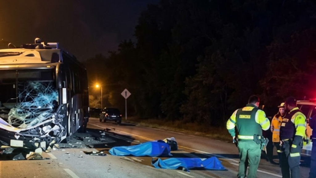 Dos hombres mueren en accidente entre una moto y bus de la agrupación de Martín Elías Jr.